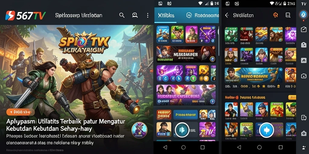 Tampilan aplikasi 567TV yang intuitif dan fungsional.