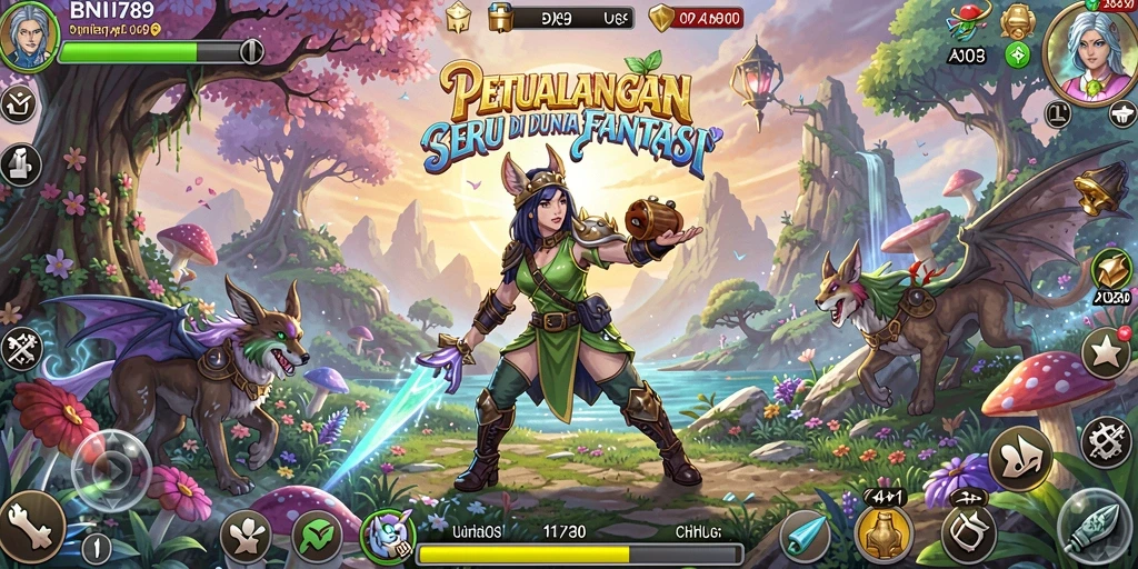 Tampilan gameplay epik dari BNI789 dalam petualangan fantastis.