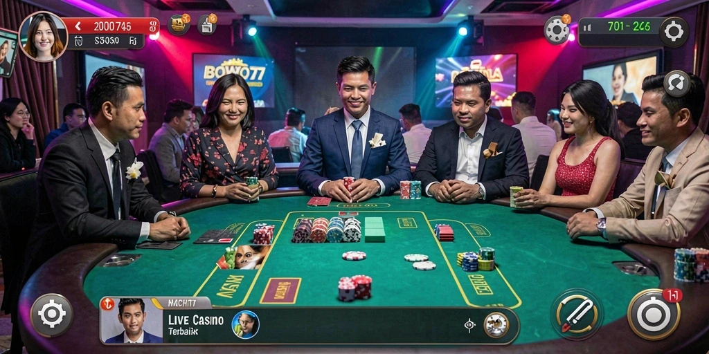 Tampilan permainan Live Casino mendebarkan dengan dealer profesional.