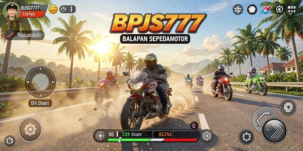 Tampilan gameplay BPJS777 yang menegangkan saat balapan motor.