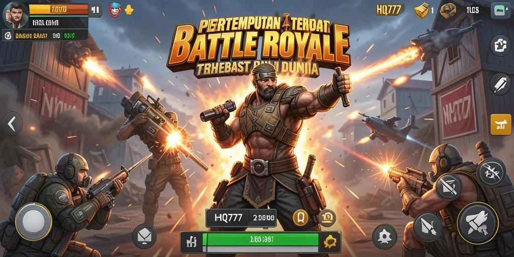 Gameplay seru Battle Royale dengan anggota tim yang berstrategi.