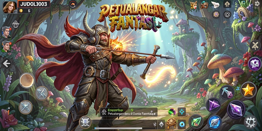 Screenshot gameplay <strong>JUDOL303</strong> yang menunjukkan aksi petualangan seru di dunia fantasi.