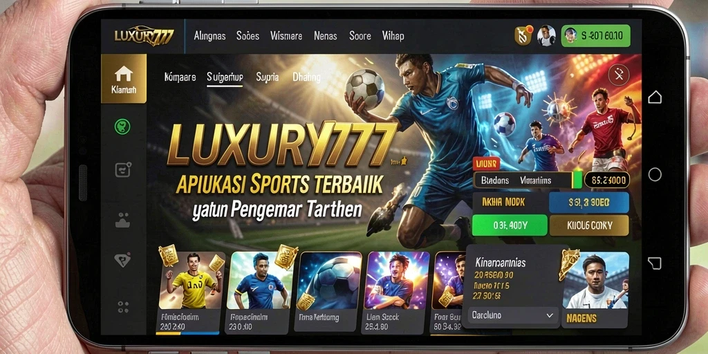 Tampilan gameplay LUXURY777 menampilkan antarmuka aplikasi Sportsbook.