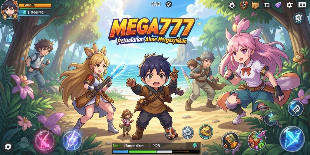 Tampilan menarik dari permainan MEGA777 dalam gaya Anime.