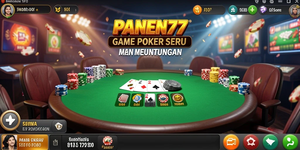 Screenshot menunjukkan gameplay poker yang mendebarkan dan interaktif.