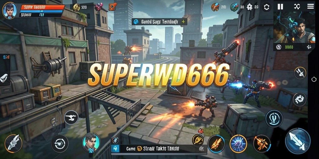 Screenshot utama menampilkan aksi strategis dalam SUPERWD666.