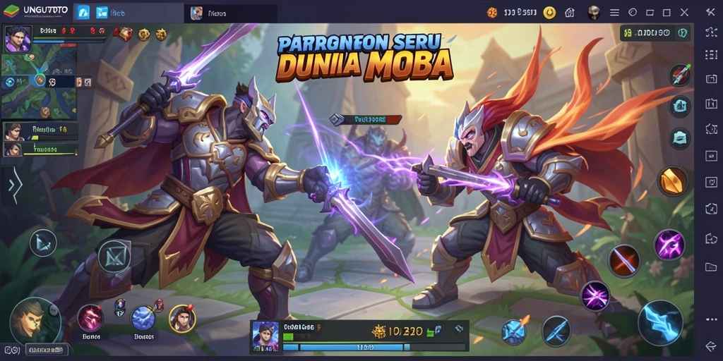 Screenshot gameplay UNGUTOTO menampilkan aksi seru di arena MOBA.